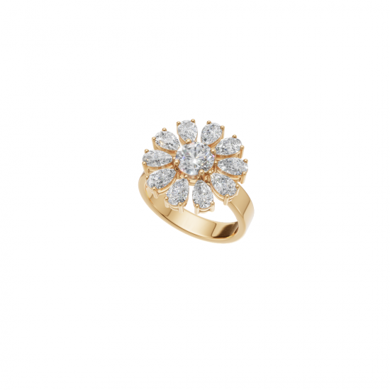 Flower Pear Cut Diamond Ring 