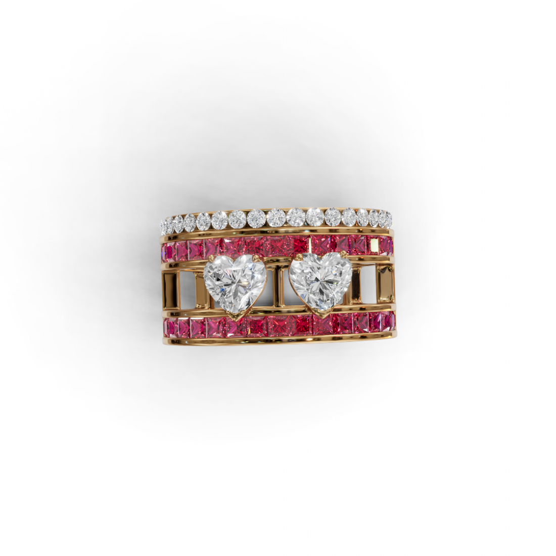 Double Heart Cut Diamond Ring  
