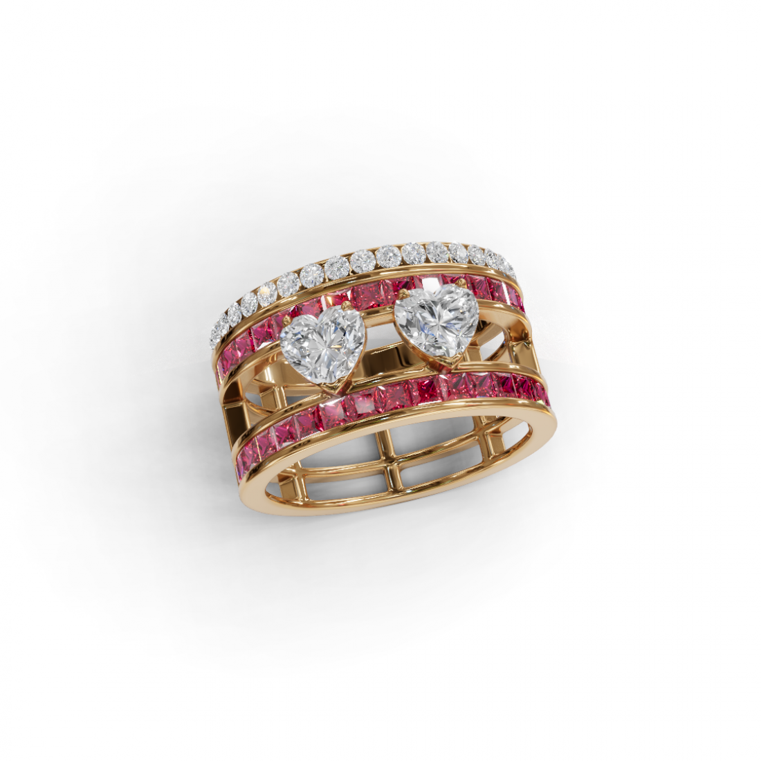 Double Heart Cut Diamond Ring  