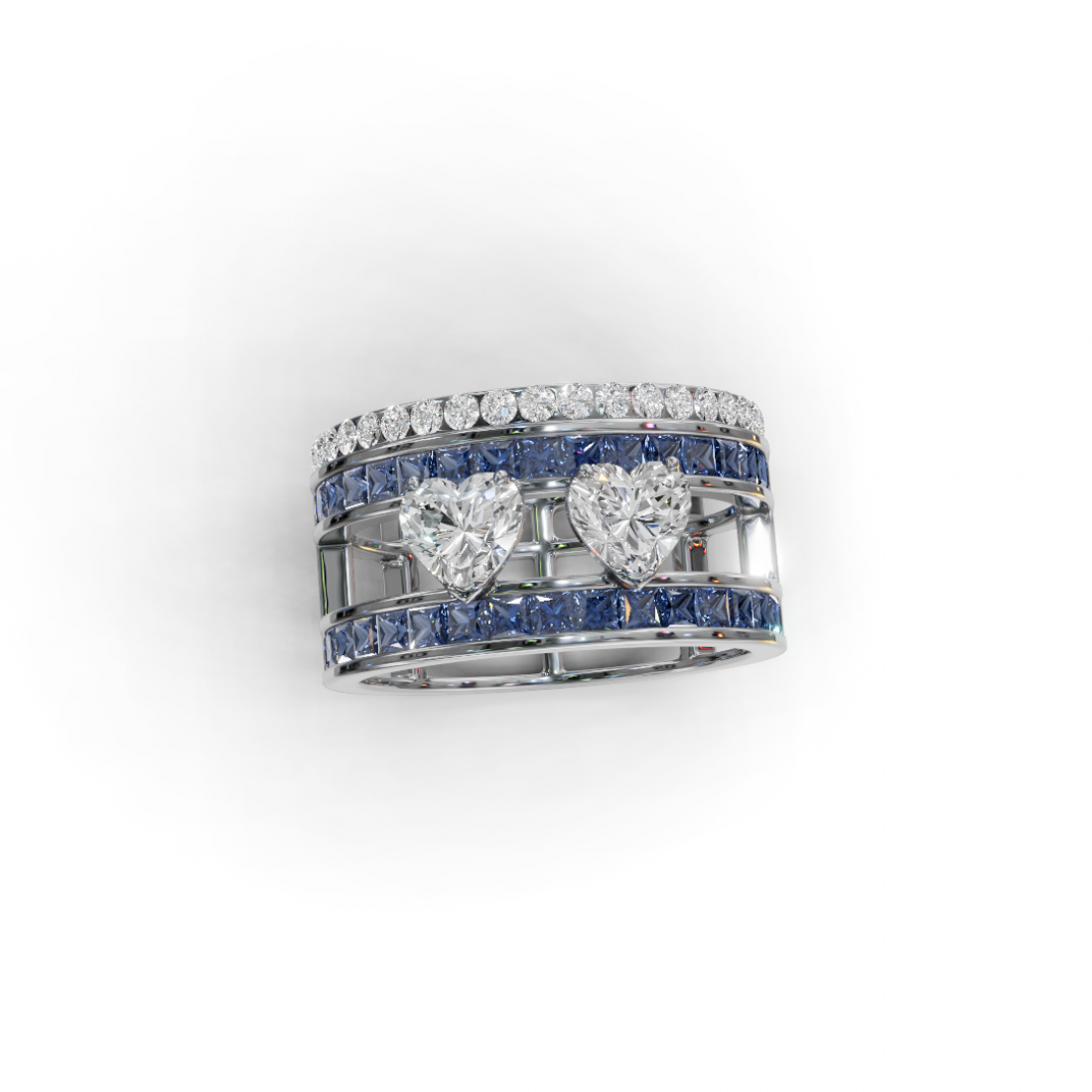 Double Heart Cut Diamond Ring  