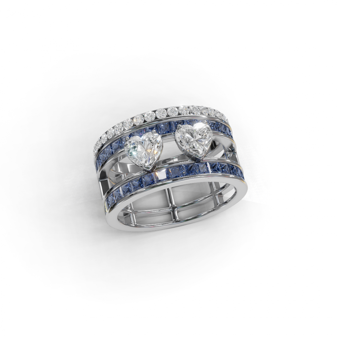 Double Heart Cut Diamond Ring  