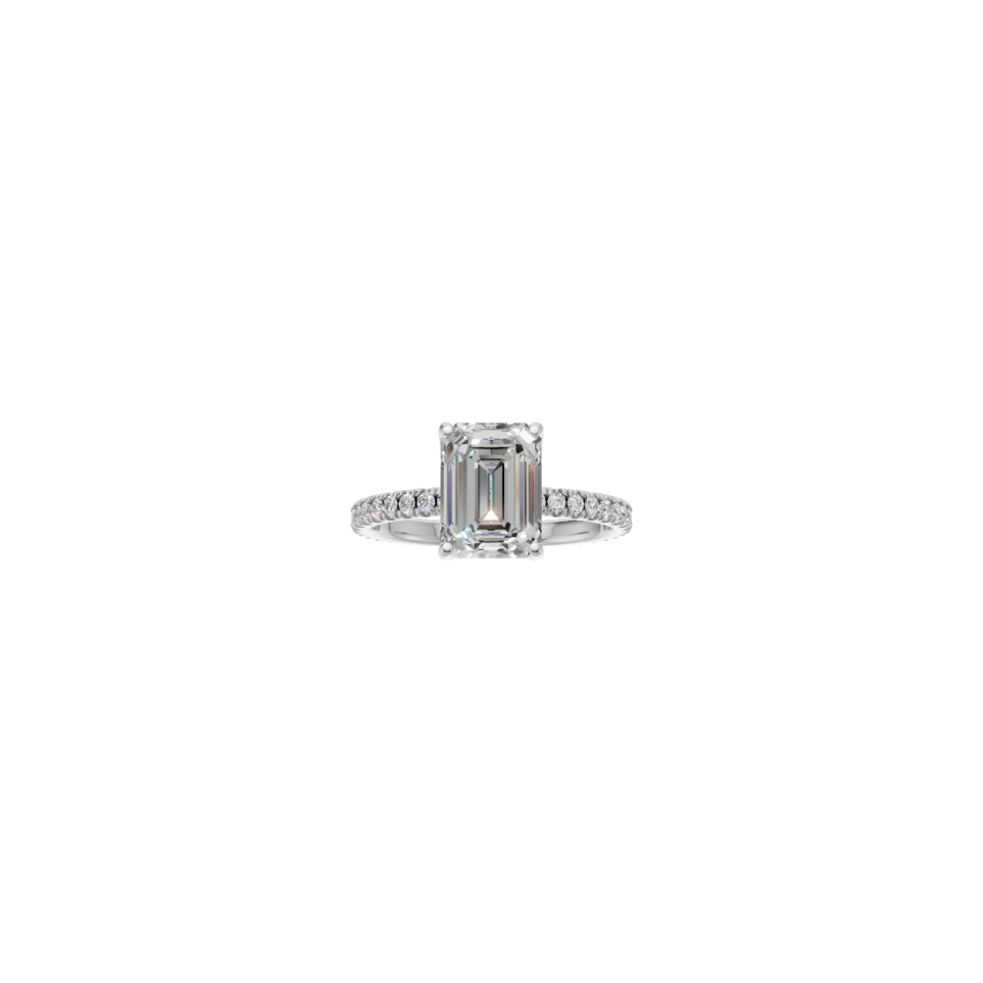 Emerald Cut Diamond Ring with side stones