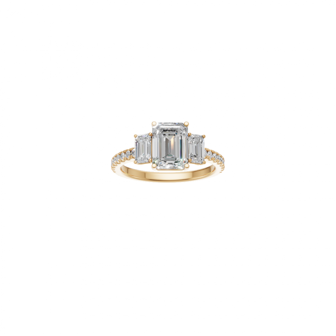 Trilogy - Emerald Cut Diamond with Side Stones