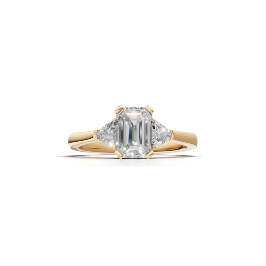 Trilogy Emerald and Trillion Cut Diamond Ring