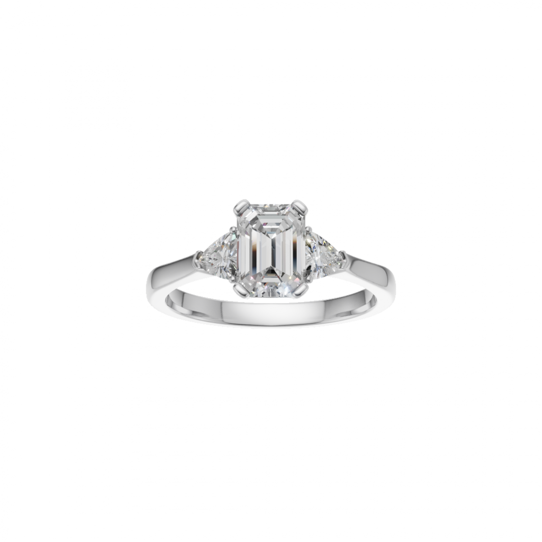 Trilogy Emerald and Trillion Cut Diamond Ring