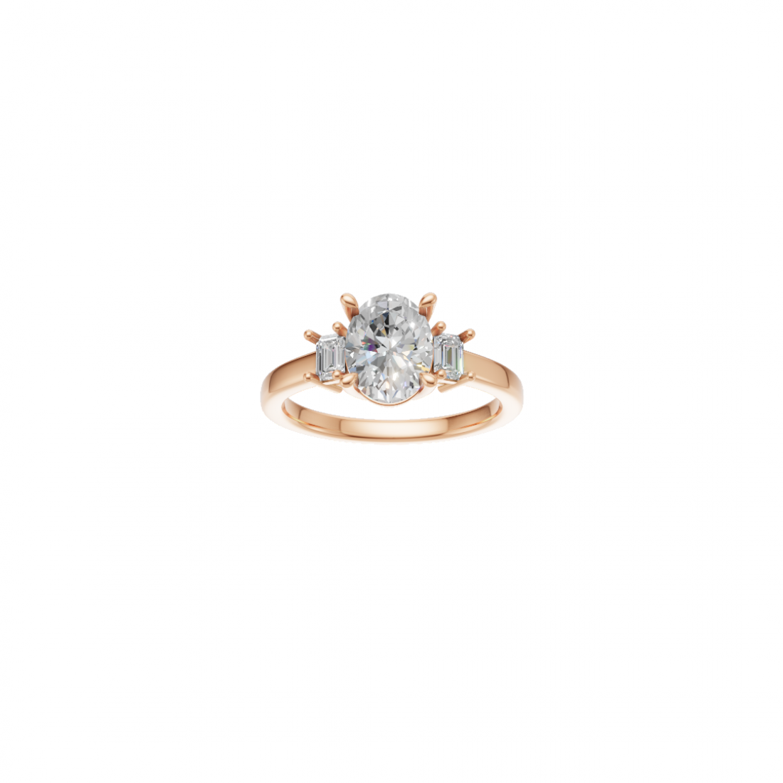 Trilogy - Oval and Emerald Cut Diamond Ring