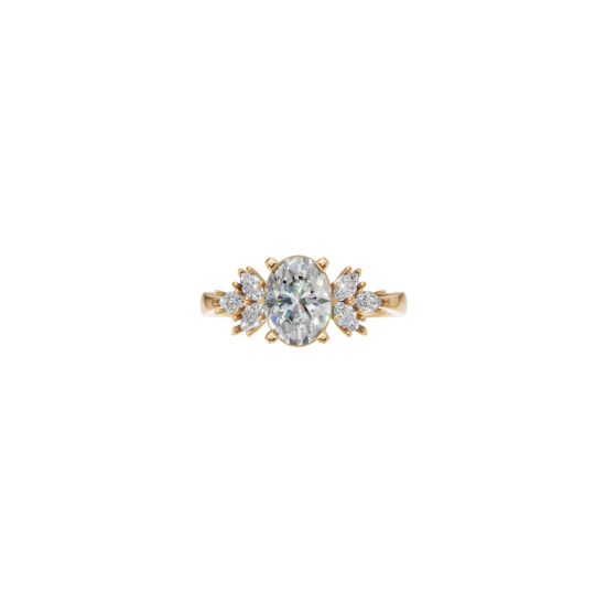 Oval Cut Diamond Ring with Marquise side stones