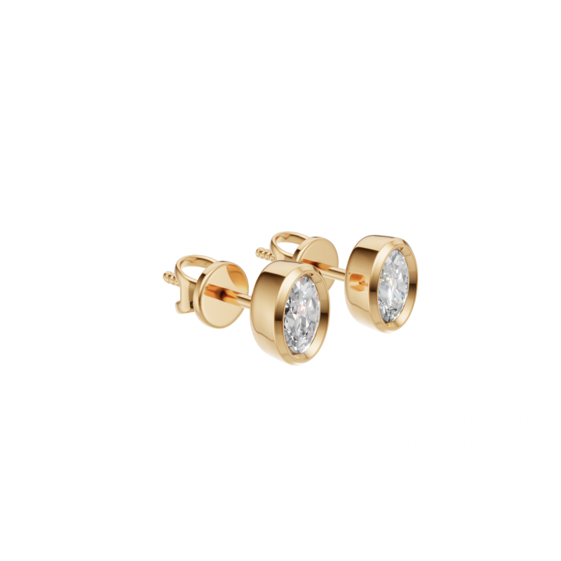 Oval-Cut Diamond Bezel Studs