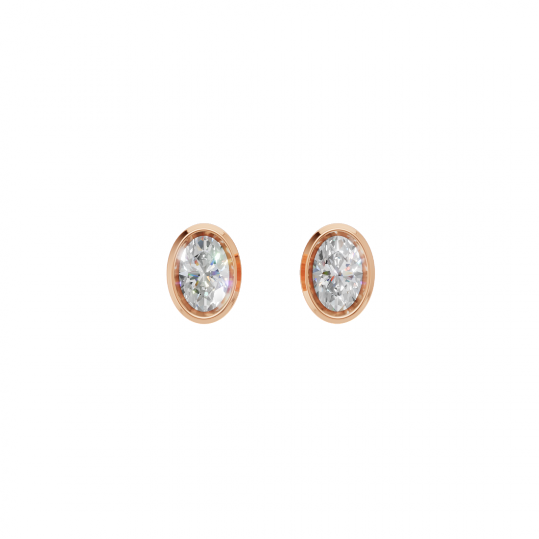 Oval-Cut Diamond Bezel Studs