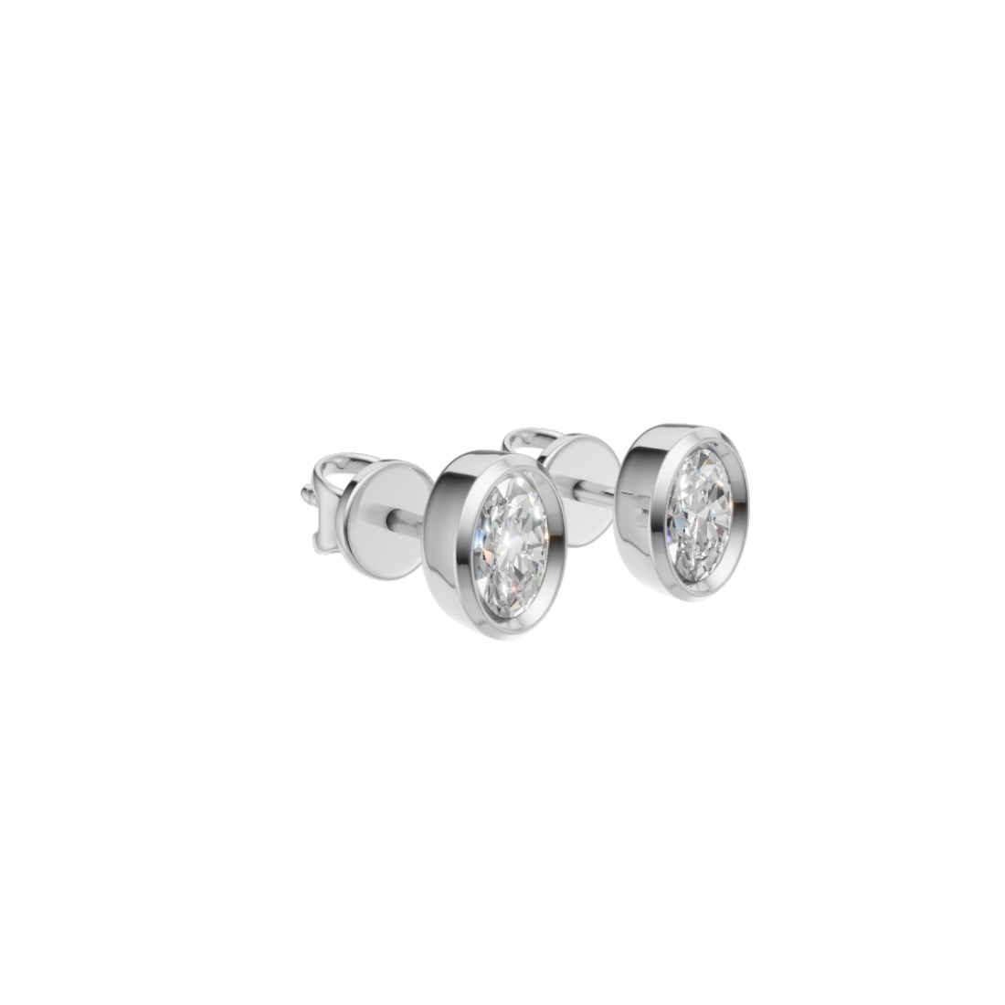 Oval-Cut Diamond Bezel Studs