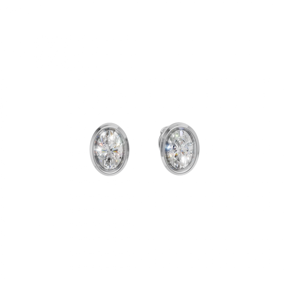 Oval-Cut Diamond Bezel Studs