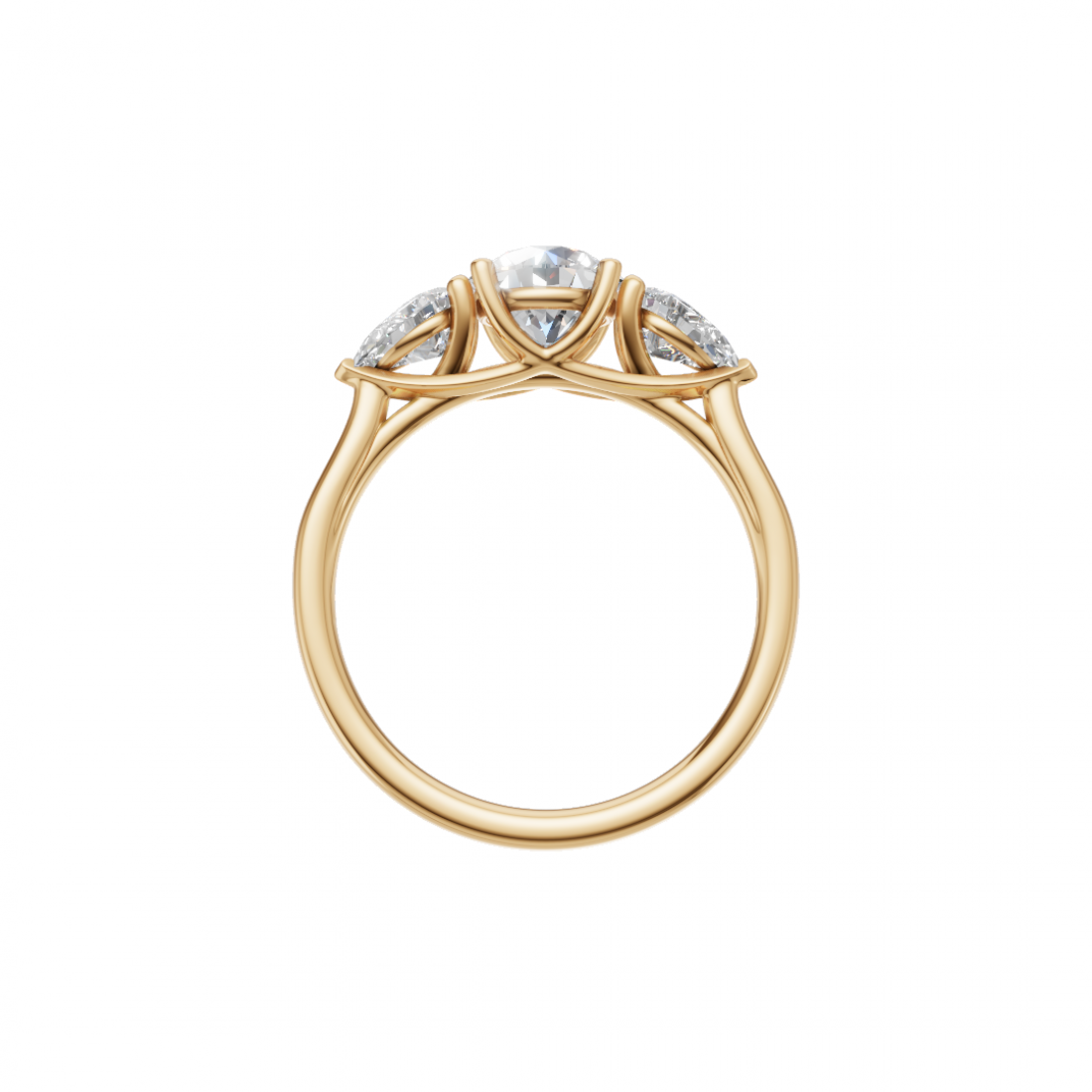 Trilogy of Love – Three-Stone Diamond Ring with Cathedral Setting 