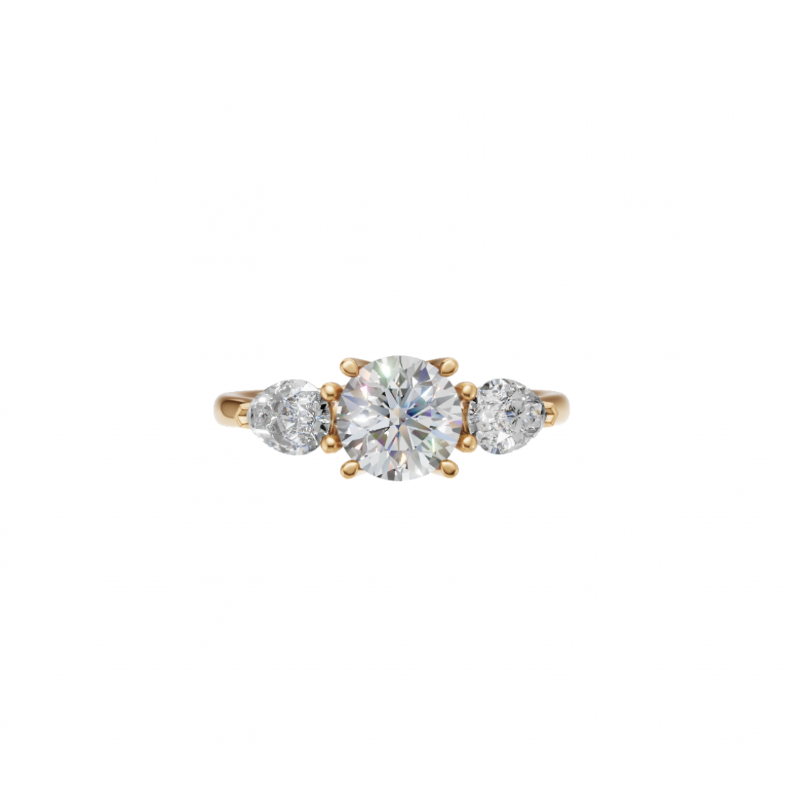 Trilogy of Love – Three-Stone Diamond Ring with Cathedral Setting 