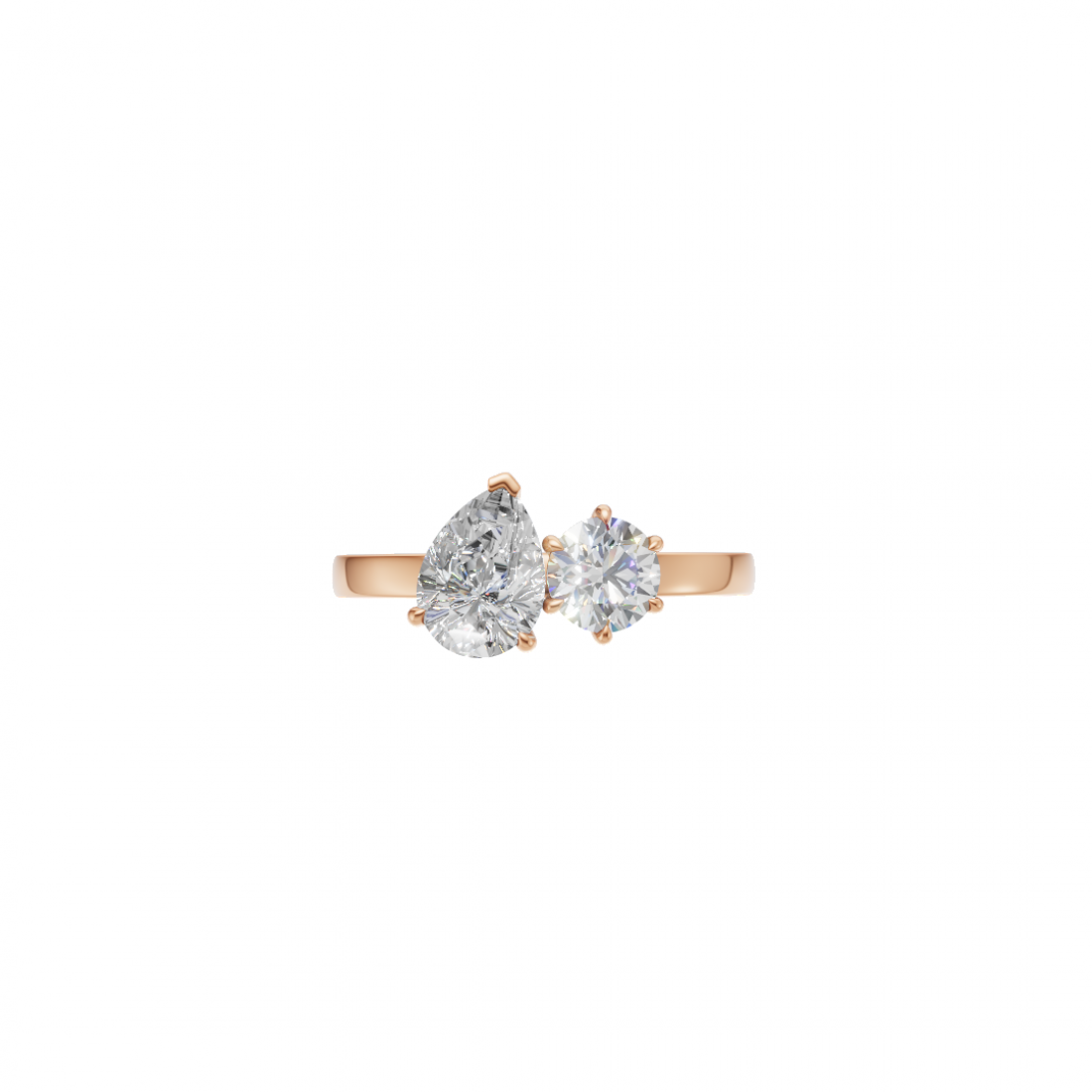 Toi et Moi Pear and Round Diamond Ring