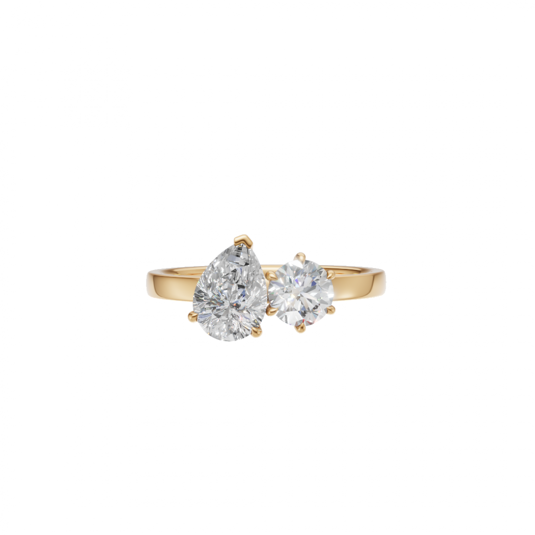 Toi et Moi Pear and Round Diamond Ring