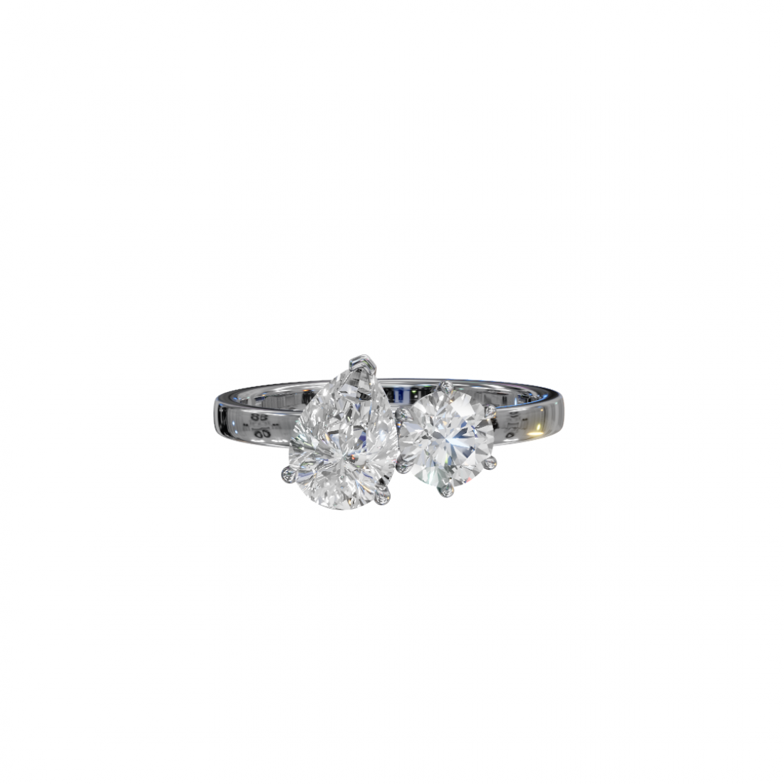 Toi et Moi Pear and Round Diamond Ring