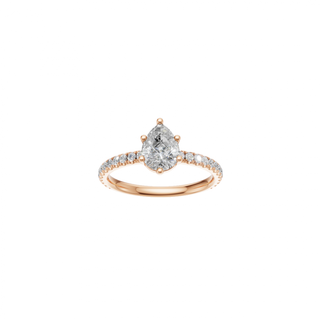 Pear Cut Solitaire Diamond Ring with Side Stones 