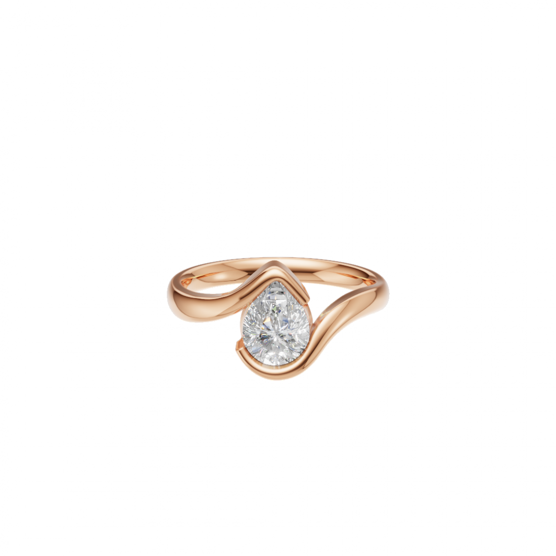 Pear Solitaire Diamond Ring in Tension Setting
