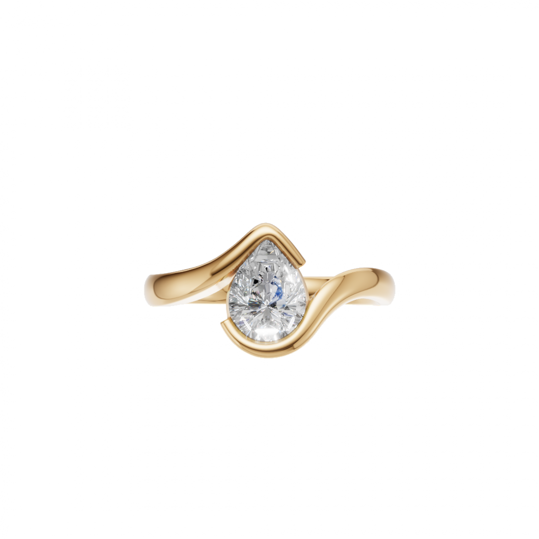 Pear Solitaire Diamond Ring in Tension Setting