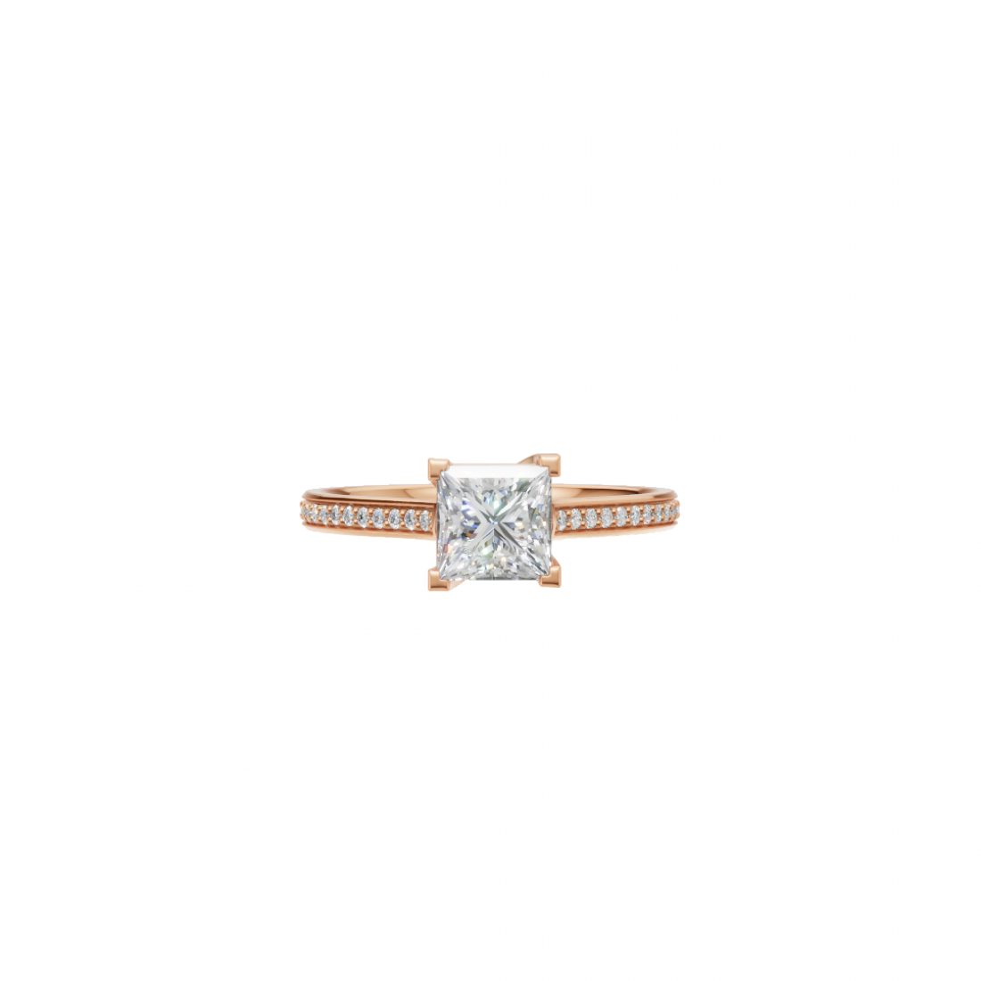 Princess-Cut Diamond Pave Ring