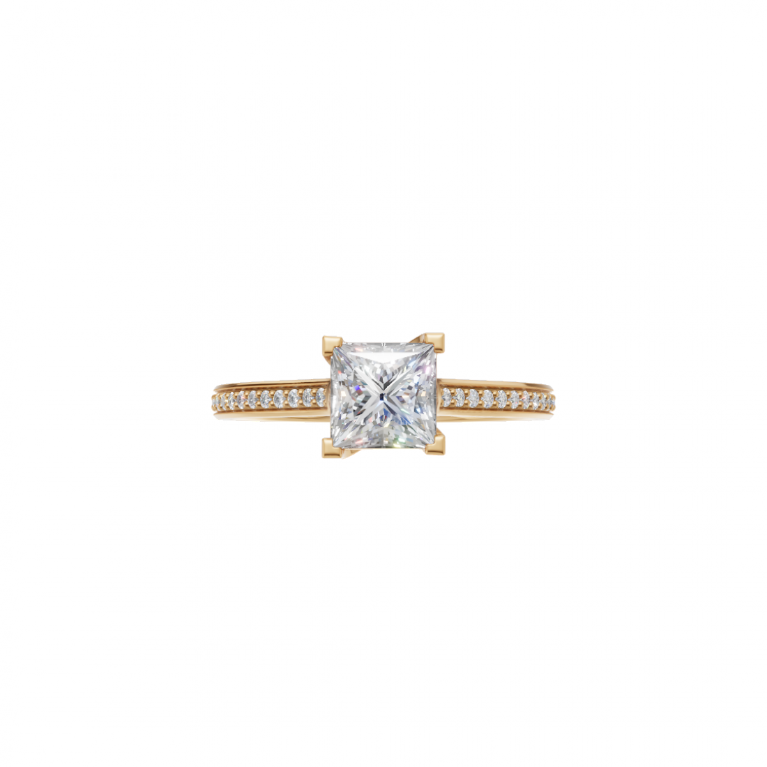 Princess-Cut Diamond Pave Ring