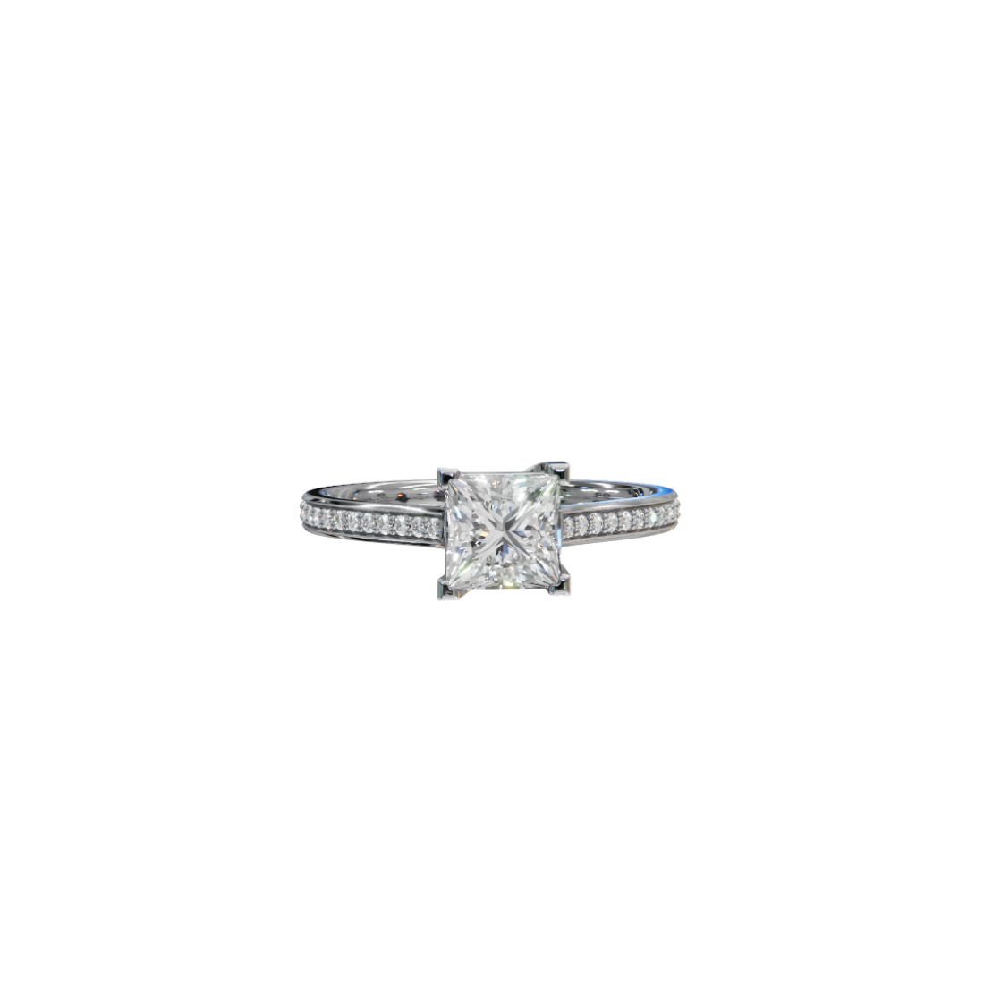 Princess-Cut Diamond Pave Ring