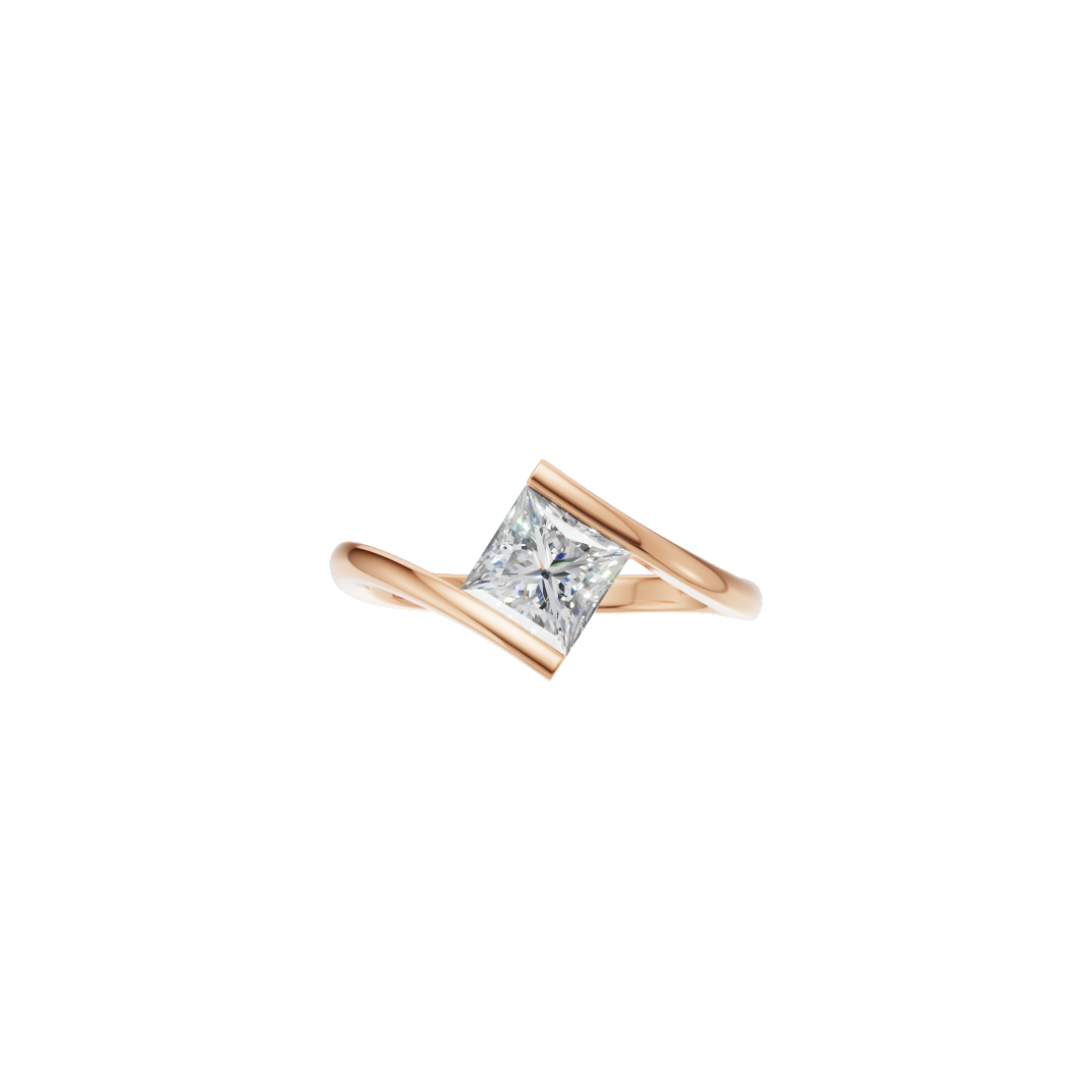 Princess Cut Diamond Tension Setting Ring