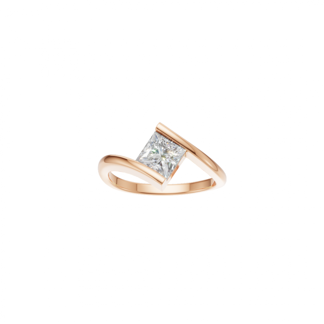 Princess Cut Diamond Tension Setting Ring