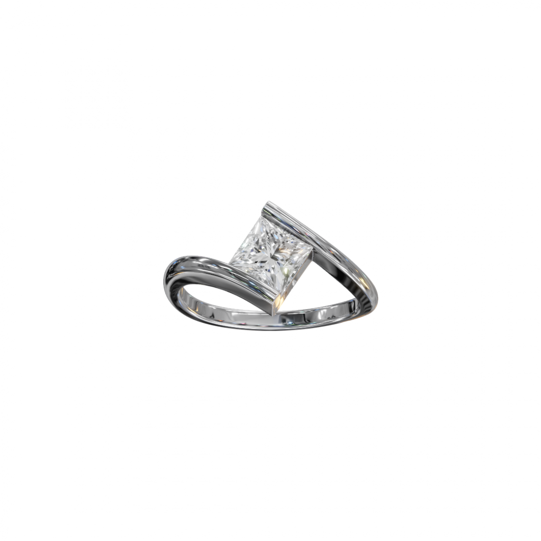 Princess Cut Diamond Tension Setting Ring