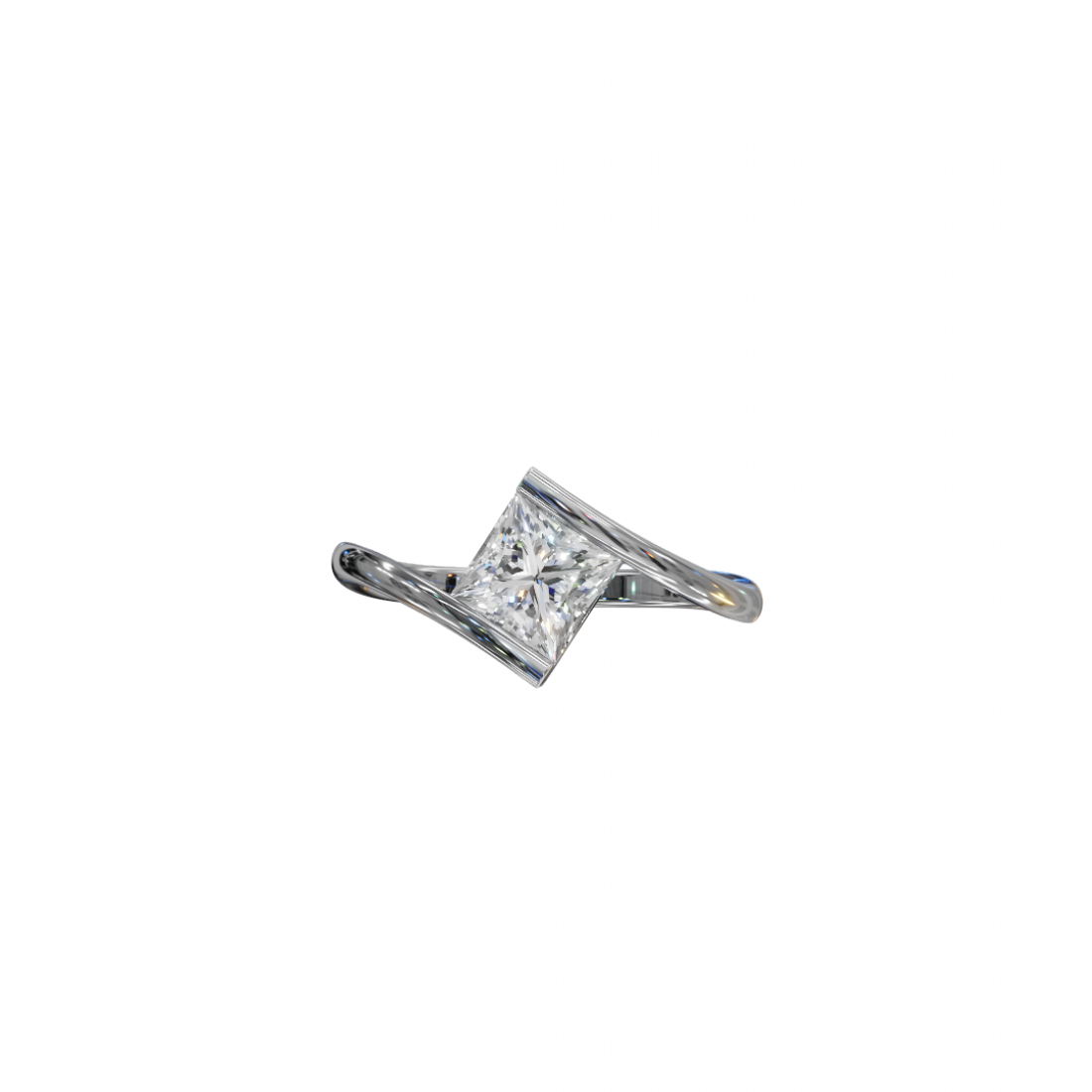 Princess Cut Diamond Tension Setting Ring