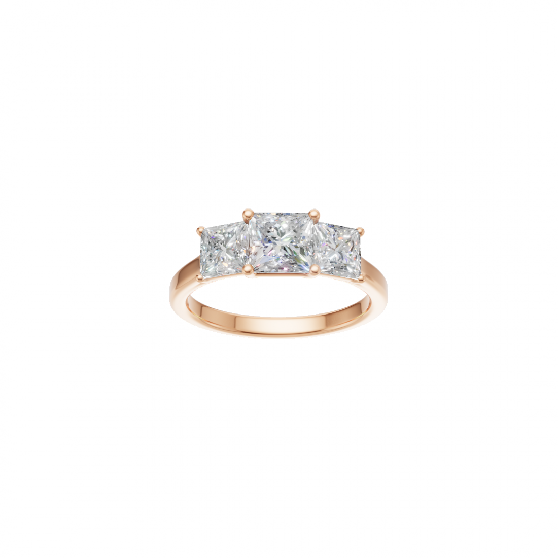 Trilogy Princess-Cut Diamond Ring in Cathedral Setting 
