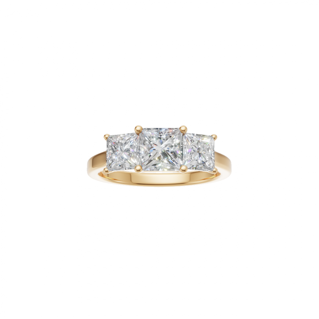 Trilogy Princess-Cut Diamond Ring in Cathedral Setting 