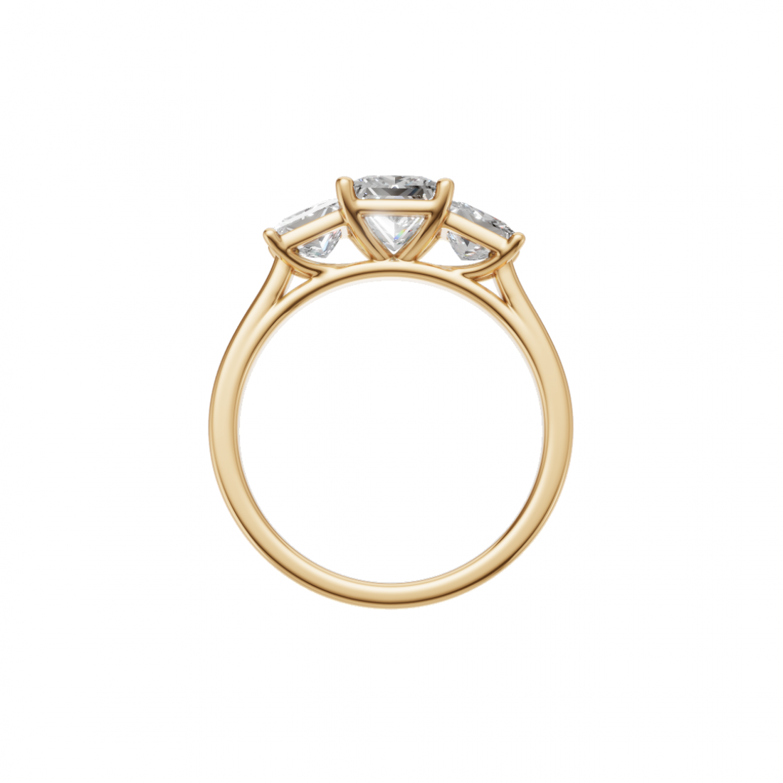 Trilogy Princess-Cut Diamond Ring in Cathedral Setting 