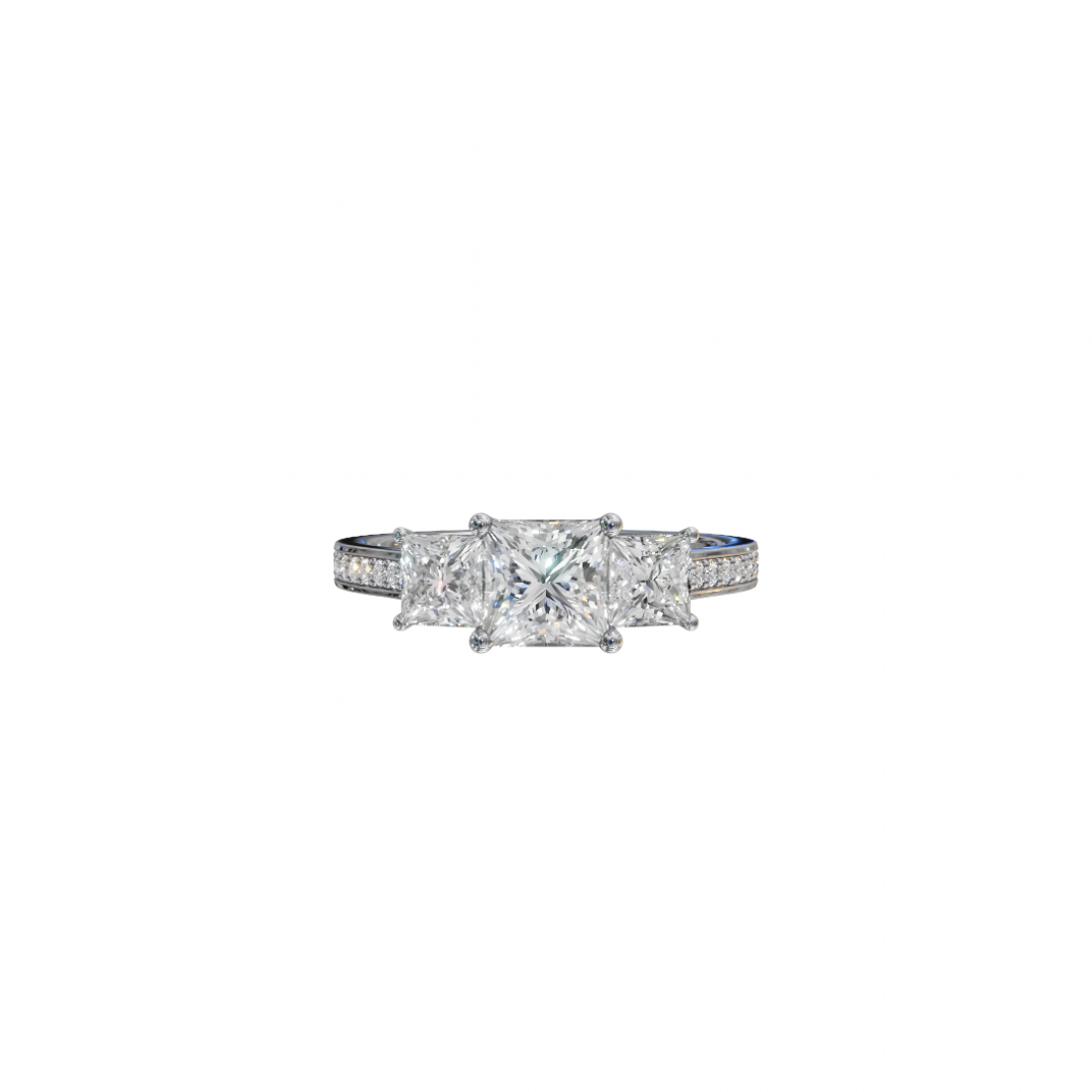 Trilogy Princess-Cut Diamond Pave Ring 