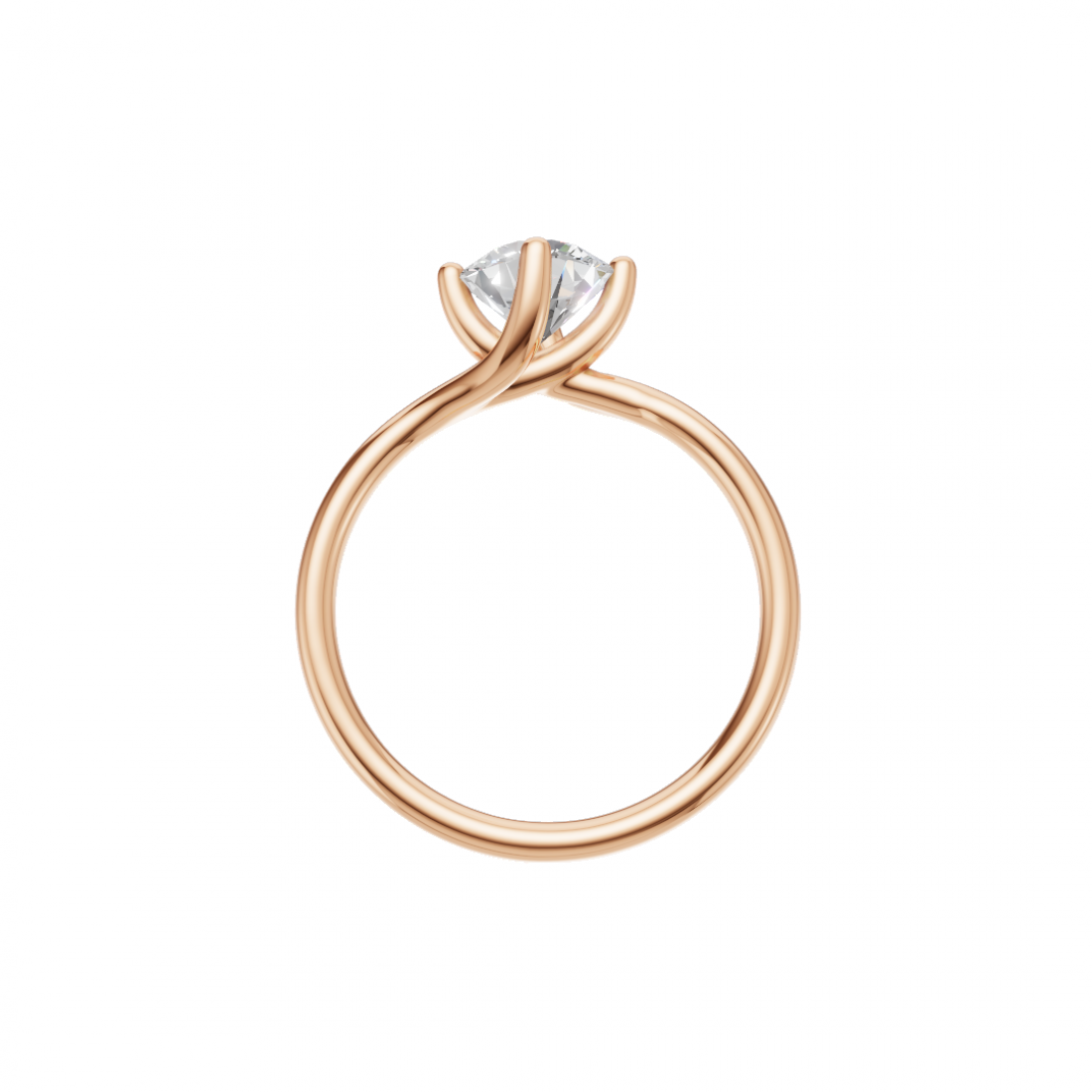Brilliant Cut Round Diamond – Twisted Solitaire Engagement Ring