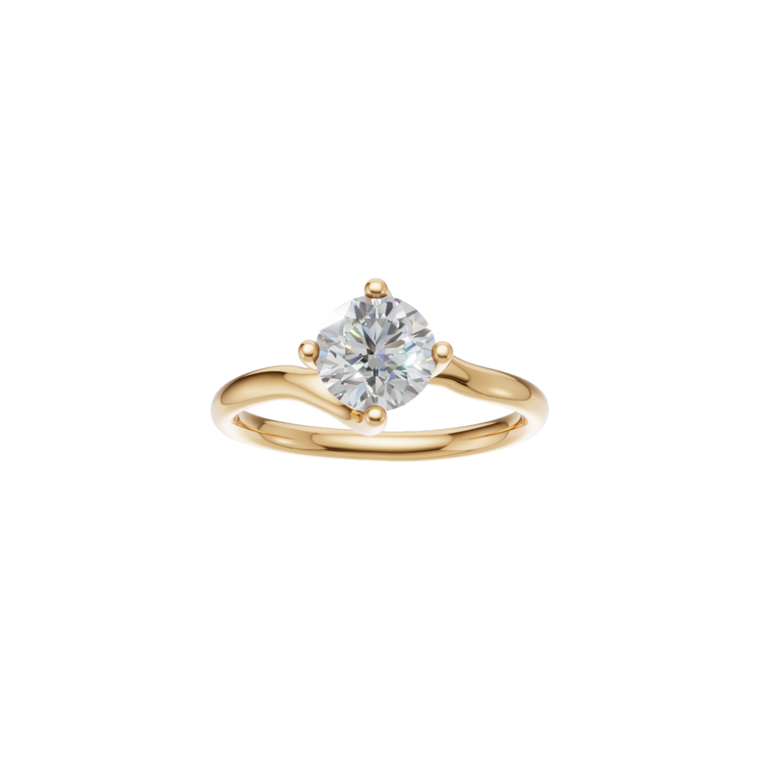 Brilliant Cut Round Diamond – Twisted Solitaire Engagement Ring