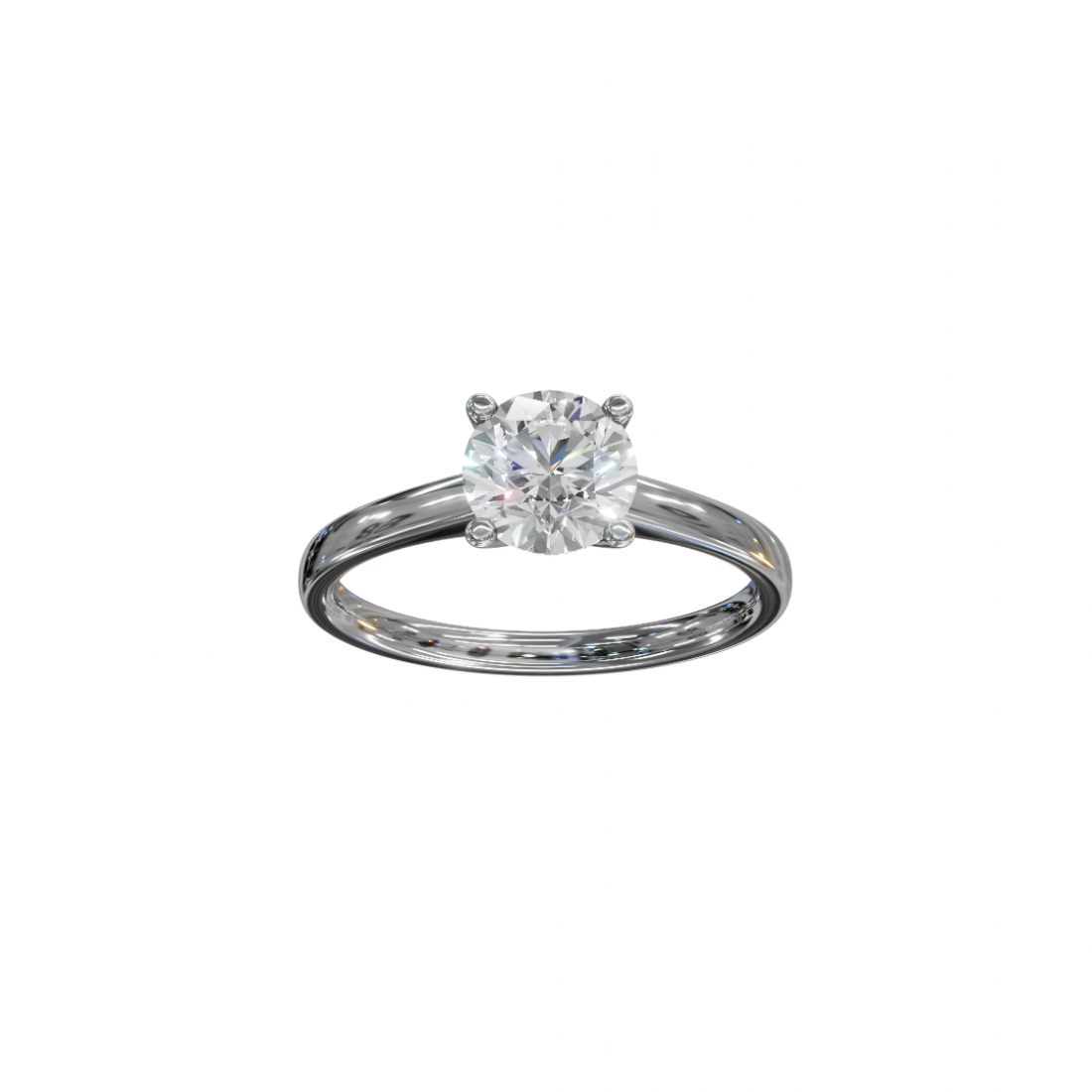 Tapered Round Solitaire Diamond Engagement Ring