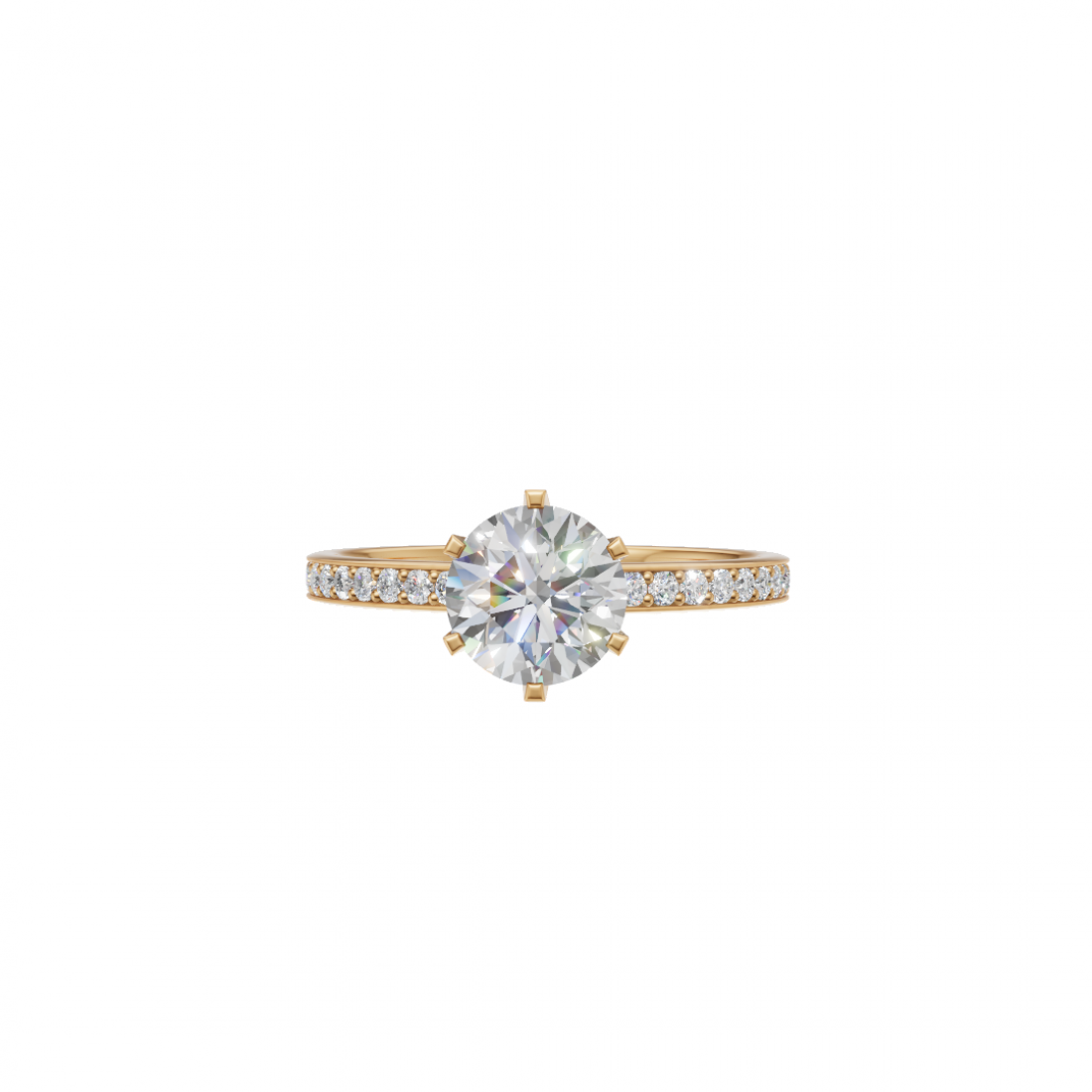 Classic Cut Diamond Ring with Side Stones