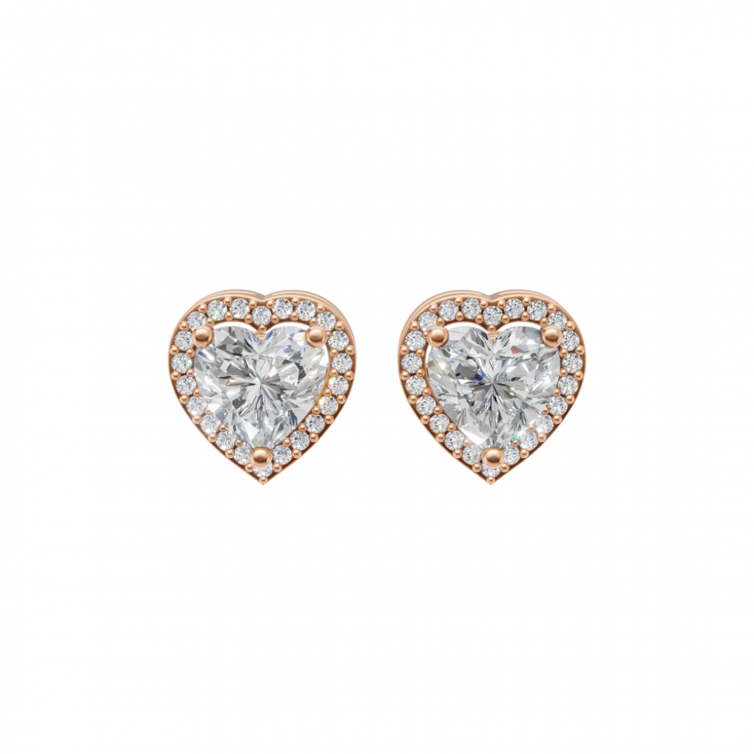 Heart-Shaped Diamond Halo Studs