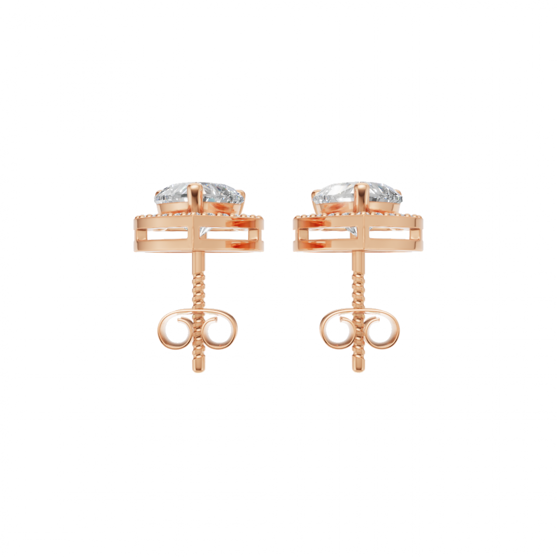 Heart-Shaped Diamond Halo Studs