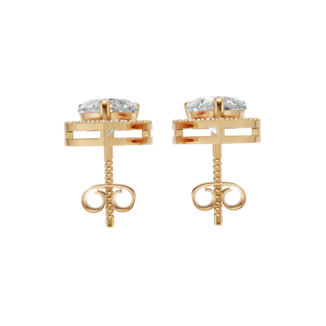 Heart-Shaped Diamond Halo Studs