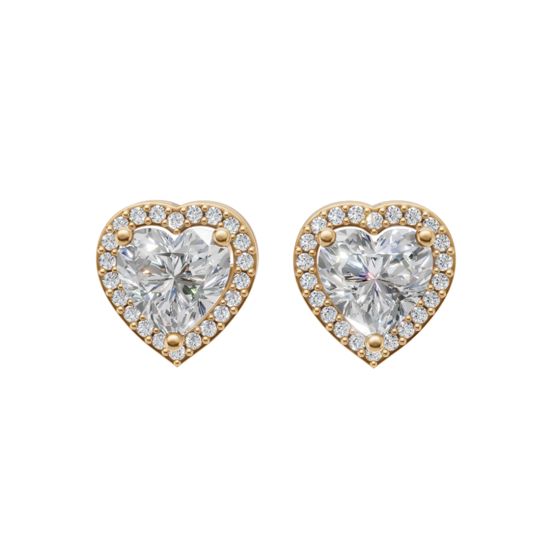 Heart-Shaped Diamond Halo Studs