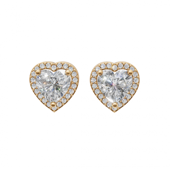 Heart-Shaped Diamond Halo Studs