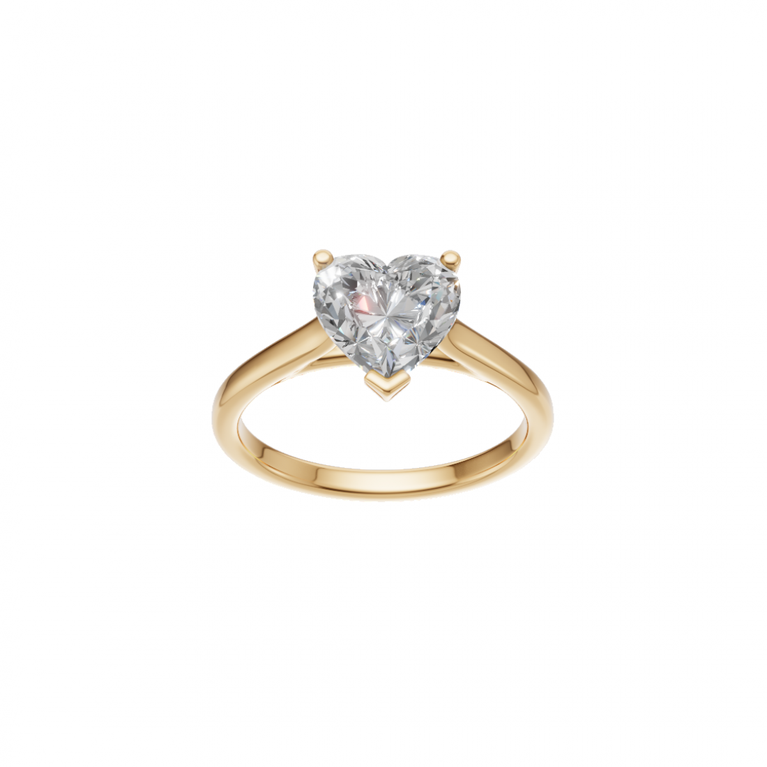 Heart-Shaped Diamond Solitaire Ring in Cathedral Setting 