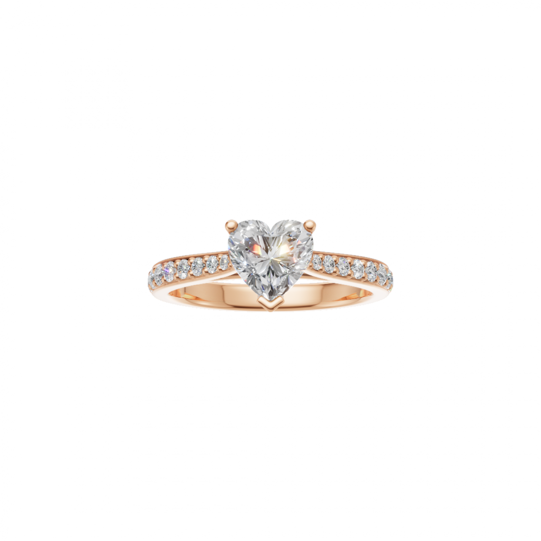 Heart-Shaped Diamond Ring with Side Stones
