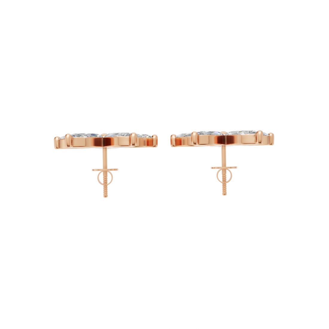 Floral Marquise Diamond Stud Earrings