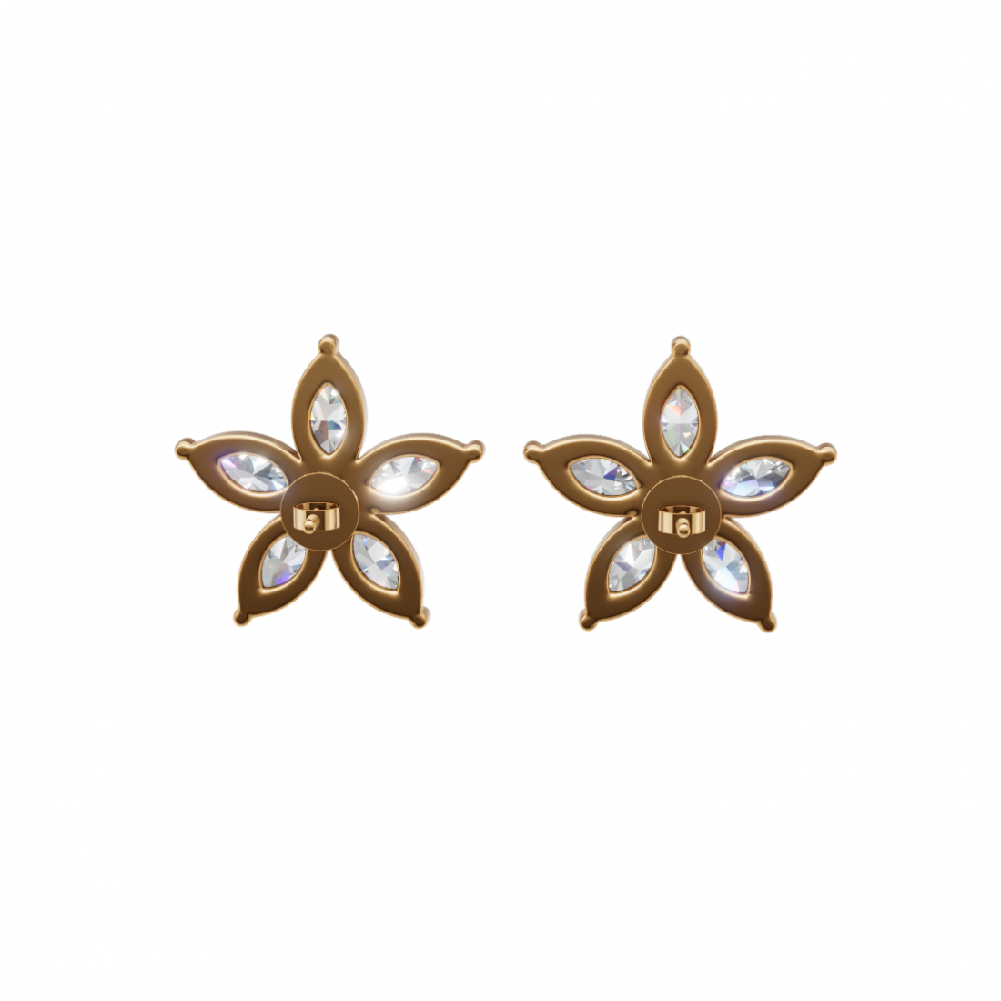 Floral Marquise Diamond Stud Earrings