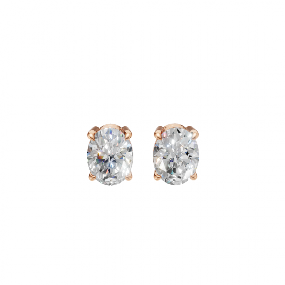 Oval-Cut Diamond Stud Earrings