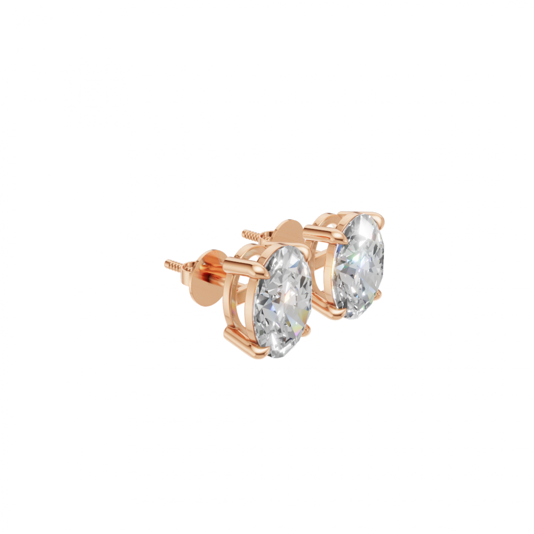 Oval-Cut Diamond Stud Earrings