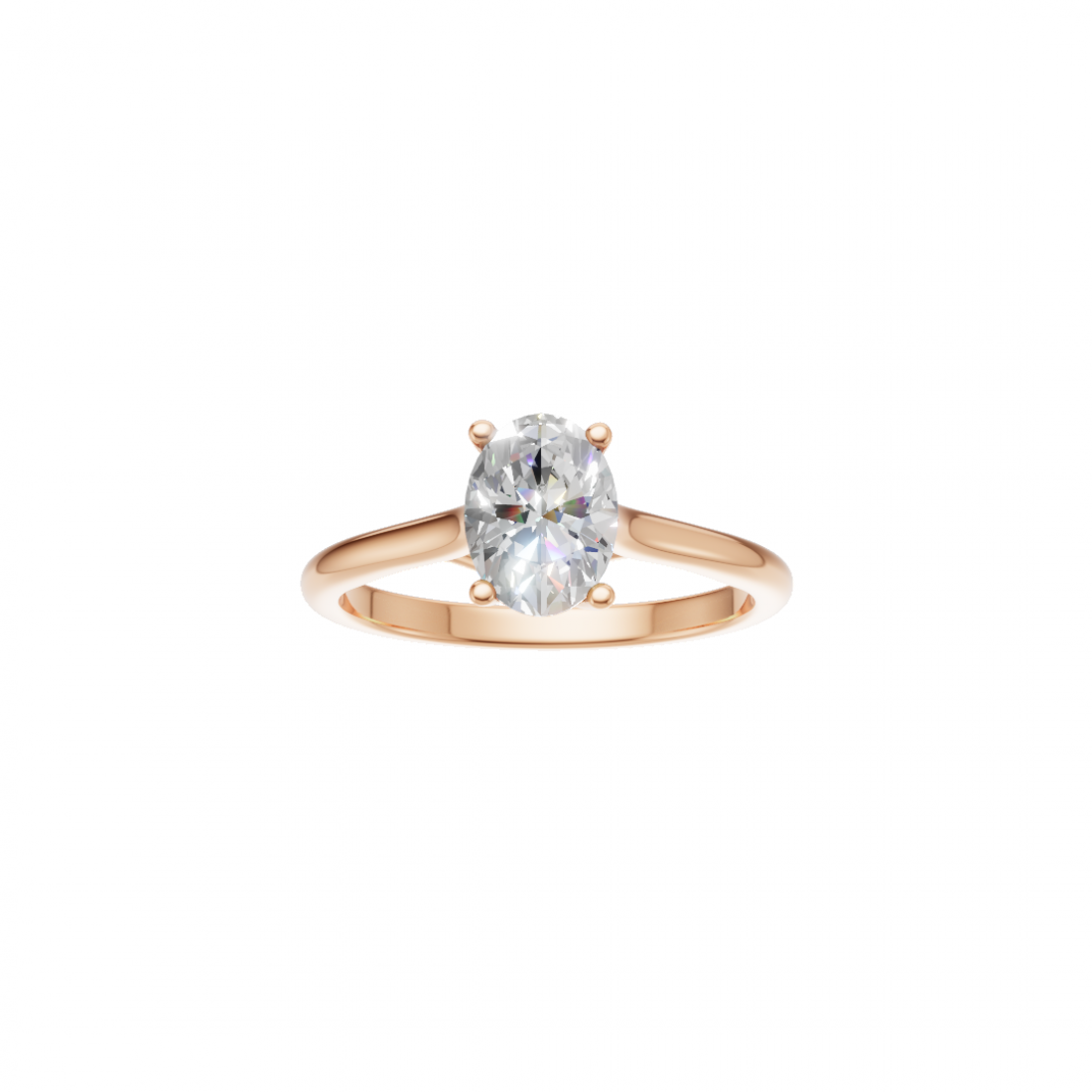 Four Prong Oval-Cut Diamond Solitaire Ring